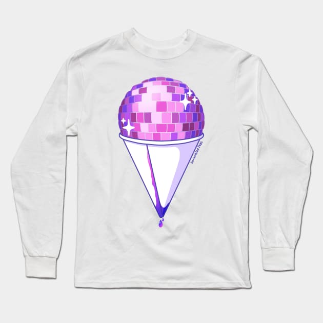 Disco Ball Snow Cone Shaved Ice Pink Long Sleeve T-Shirt by scrambledpegs